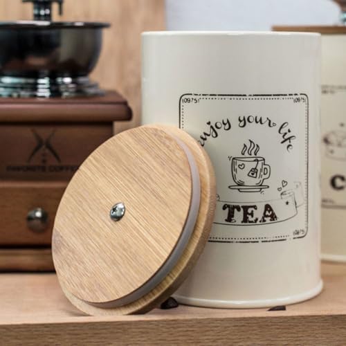 Uonlytech Vintage Kitchen Canister Set 3pcs White Metal Tea Coffee Sugar Storage Jars with Airtight Lids Dustproof Food Containers for Pantry Countertop Organization - Image 5