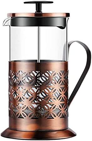 French Press Coffee Maker Stainless Steel Cafetiere Glass Jug, Stainless Steel Coffee Plunger Filter, Manual Coffee Maker Copper Finish, Coffee Press,-350ML by Unknown