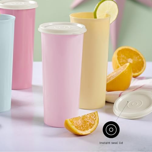 Tupperware Tumbler Set in Multicolor, 12 Count, Dishwasher Safe and BPA Free (12 Tumblers, 12 Lids, 16 fl oz each) - Image 6