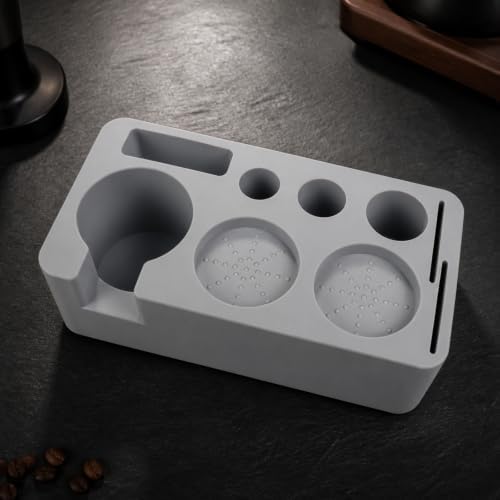 Non-Slip Coffee Tamper Kit Organizer | Silicone pressing Mat with Portafilter Stand, pressing Station with Slots, for home use, Baristas, Black - Image 6