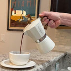Cuban Coffee Starter Kit – Cafecito Ritual System with Ceramic Sandstone Stand | 6-Cup Moka Pot (Cafetera Cubana) with Espuma Tools, Removable Anti-Splash Valve & Espresso Coffee - Image 5
