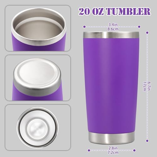 20 oz Tumbler Insulated Tumblers Stainless Steel Coffee Mug,Purple 6PCS - Image 5