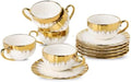 LETAOTAO Espresso Cups and Saucers, 2.5 oz Porcelain Espresso Cups Set of 6 by LETAOTAO