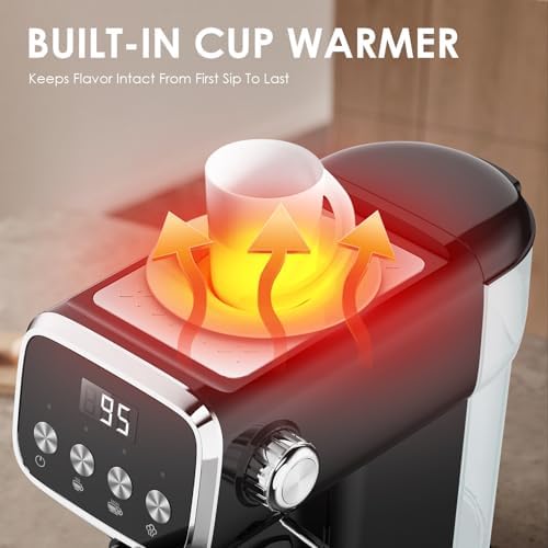Professional Compact Expresso Coffee Machines for home,20 Bar Espresso Maker W/Milk Frother Steam Wand,Visible Pressure Gauge&Detachable Water Tank for Cappuccino Latte&Cold Brew (43, Fluid Ounces) - Image 5