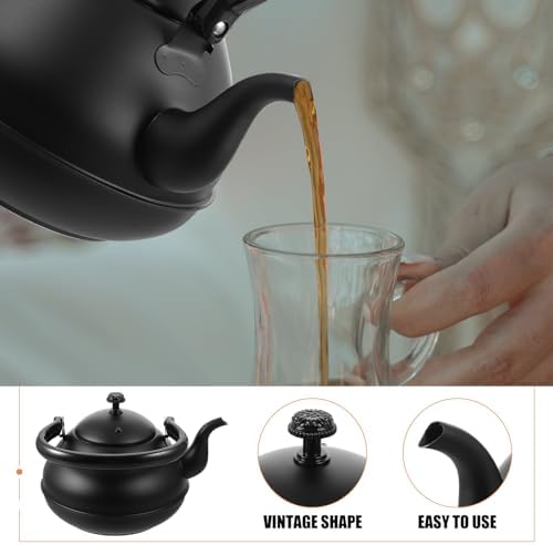 Luxshiny Vintage Tea Kettle Stainless Steel Water Kettle with Ergonomic Handle for Stovetop Use Kitchen Tea Pot for Boiling Water Oatmeal and Instant Soup 7.87 X 7.08 X 7.08 in - Image 5