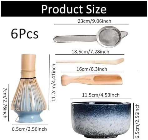6Pcs Matcha Set, Tea Includes Bowl With Spout, Whisk Holder Scoop - Image 2