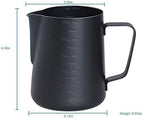 Milk Frothing Pitcher with Measurement on Both Sides, Black Stainless Steel Heat Insulation Milk Frothing Pitcher Coffee Tools Cup 20 oz (600 ml) - Image 2