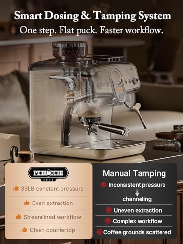 Espresso Machine with Grinder& Milk Frother | Instant Espresso-to-Cold Brew – Dual Pump | Auto Tamping & 58mm | 20Bar | PID | 35 Settings | 3-Hole Steam Wands | For Home & Café - Image 2