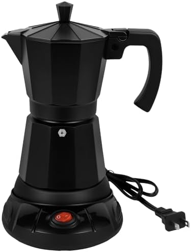 Electric Moka Pot, 3 or 6 Cup Espresso Coffee Maker, Black by Suiitat