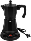 Electric Moka Pot, 3 or 6 Cup Espresso Coffee Maker, Black by Suiitat