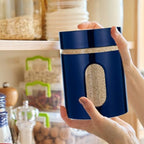 Mimorou 6 Pack 20 oz Airtight Stainless Steel Kitchen Canisters, Navy Blue - Image 4