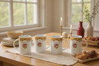 Porcelain Mug - White with Vintage Rose Design, 4 Piece Set - Image 6