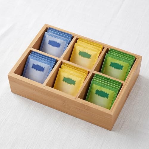 Bamboo Tea Bag Organizer with 6 Compartments for Drawer Pantry - Image 7