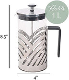 Elanze Designs Chrome 1 Liter Large Glass and Stainless Steel French Press Coffee and Loose Leaf Tea Maker - Image 4