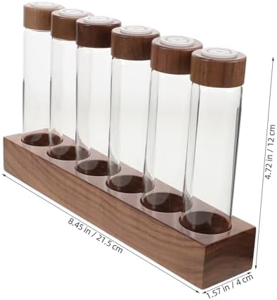 Mobestech Glass Coffee Bean Storage Tubes with Wooden Stand, 6 Pack - Image 2