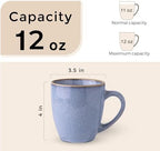 GBhome Ceramic Coffee Mugs Set of 6, 12oz Stoneware Coffee Mugs Set For Dad Mom Women MEN, Light Weight Ceramic Coffee Cups for Latte/Tea/Beer/Hot Cocoa, Dishwasher & Microwave Safe-Brunnera Blue - Image 2