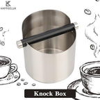 Italian Espresso Tapping Box, Stainless Steel Coffee Grinding Tapping Box, With Detachable Tapping Rod And Anti Slip Rubber Base (Silver) - Image 2