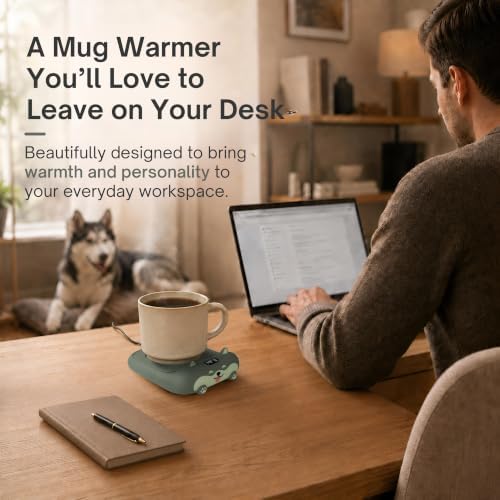 CozyPaw Coffee Mug Warmer for Desk, Dual-Size Heating Surface with Premium Silicone Exterior, 4 Temperature Settings & Auto Shut Off Cup Warmer for Coffee, Tea & Candle Wax, Cute Dog Gift - Image 2
