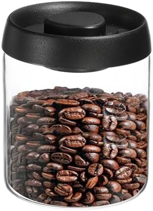 uxcell Coffee Vacuum Container, 900ml/30oz Glass Coffee Bean Storage Container with Lids for Spices Biscuits Loose Leaf Tea, Black by uxcell