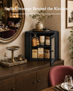 Black Corner Bread Box, 2 Tier Bamboo Bread Storage for Kitchen Countertop - Image 7