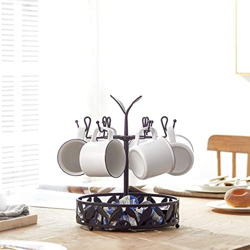 ALLCENER Mug Tree Countertop, Rotatable Mug Holder Stand with 6 Hooks for Coffee Bar Counter Cabinets and Kitchen Organizer - Image 2
