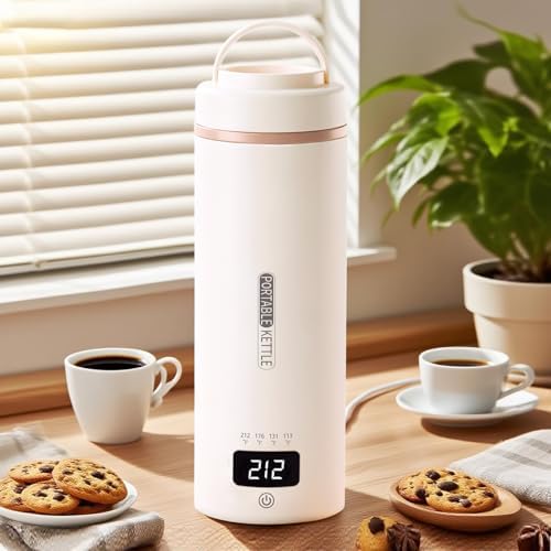Travel Kettle, Portable Electric Kettle for 4 Temperature Controls, Cream by JEKABA