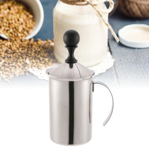 Healifty 600ml Stainless Steel Hand Pump Milk Frother Manual Coffee Frothing Pitcher Pump Foamer Cup for Bar and Home Use, Create Creamy Cappuccino and Latte - Image 7