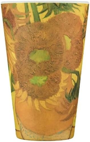 Ecoffee Cup 14oz (400ml) Van Gogh Reusable Coffee Cup – PLA Plant-Based Travel Mug with Silicone Lid, Melamine Free & Dishwasher Safe – Sunflowers - Image 2