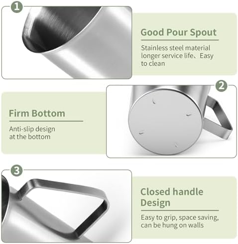 Stainless Steel Metal Measuring Cup w/Handle for Liquid,48&16oz - Image 3