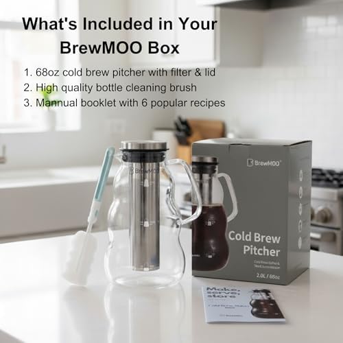 Wave Cold Brew Coffee Maker, 68 oz Glass Pitcher with Filter & Lid - Image 6