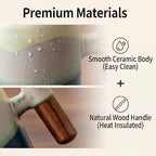 Ceramic Espresso Cups Wood Handle 2.4oz Set of 4 Square - Image 3