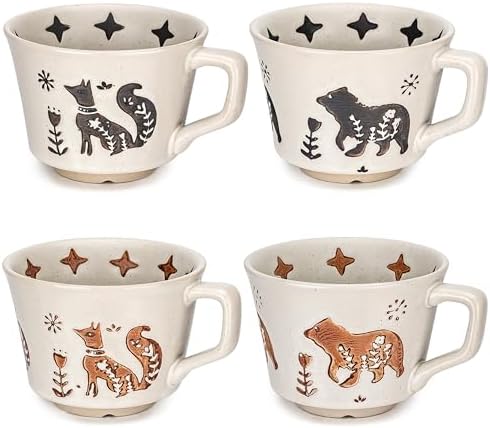 11 oz Ceramic Coffee Mug, Stoneware Teacup with Handle by LINVIA
