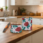 Fake Glitter Cartoon Rose Flower Pink Designed Dry Food Storage Containers Stainless Steel Storage Containers For Pantry 1 Button Opening Coffee Canister - Image 7