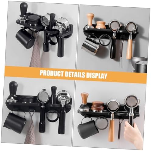 Wall Mounted Espresso Organizer for 51mm Espresso Machines, Black | ABS Build, No-drill Installation, Handle Cloth Tamper Set, Kitchen Counter Storage for Clutter-free Setup - Image 3