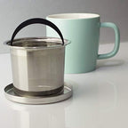 FORLIFE Dew Satin Finish Brew-In-Mug with Basket Infuser & Stainless Lid 11 oz. (Minty Aqua) - Image 2