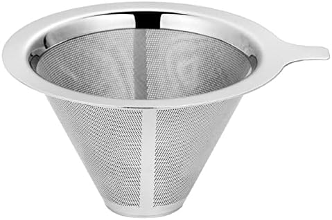 Coffee Filters Reusable Double Layer Coffee Filter Stainless Steel Cone Baskets Mesh Strainer Pour Over Dripper Tools by Unknown