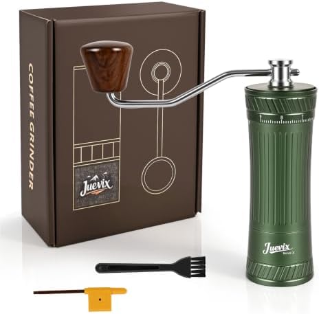Manual Coffee Grinder with 38mm Titanium Coated Conical Burr, Premium Hand Coffee Grinder with External Adjustable Setting for Espresso, Pour Over & French Press, Slim Waist Design,Green by Unknown