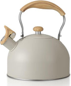 Stove Top Kettle, 2.5 Quart Whistling Kettle for Gas Hob with Wood Pattern Handle Loud Whistle Food Grade Stainless Steel, Anti-Hot Handle and Anti-Rust, Suitable for All Heat Sources by shoxil
