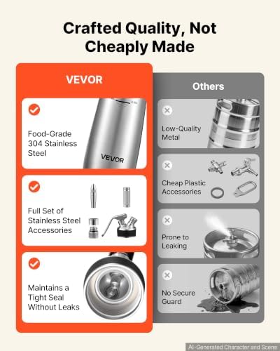 VEVOR Nitro Cold Brew Coffee Maker 17 oz Nitrogen Dispenser System, Home Brew Coffee Keg, Portable Nitrogen Infuser with Dispenser and Pressure Relieving Valve, Gift for Coffee Lovers - Image 5