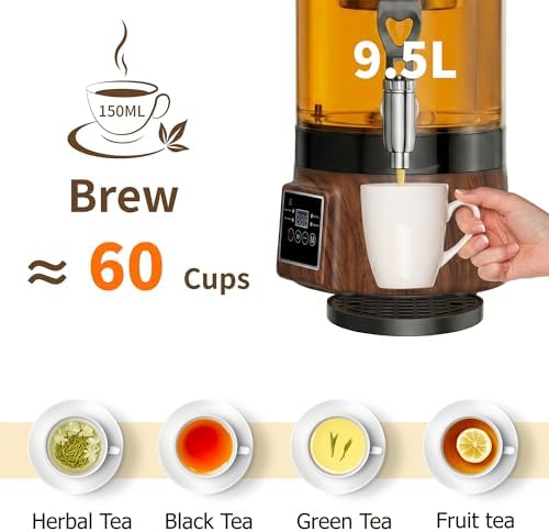 9.5L 60-Cup Tea Maker Machine, Tea Dispenser Pot, Hot Water Dispenser - Image 6