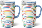 Swig Life 18oz Travel Mug, Insulated Tumbler with Handle and Lid, Cup Holder Friendly, Dishwasher Safe, Stainless Steel, Teacher Gift (Teacher Life) (Pack of 2) by SwigLife