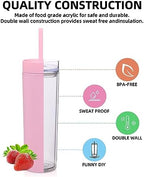 Volhoply 16oz Plastic Skinny Tumbler with Lid and Straw Bulk 8 Pack,Insulated Double Wall BPA Free Matte Acrylic Tumblers,Iced Coffee Travel Mug Reusable Party Cup,Customizable Diy Gifts(Pink,8 Set) - Image 3