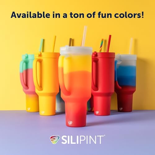 Silipint 32oz Silicone Tumbler with Handle Flip Lid and Straw – BPA-Free Non-Toxic Unbreakable Freezer Microwave Dishwasher Safe Tumbler – Perfect for Tea Cold Water Smoothies Pack of 4 - Image 7