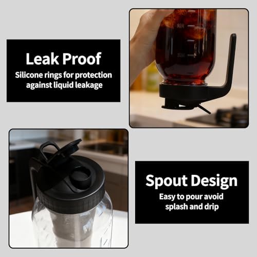 Messbecher aus Glas – Kaffeekanne mit Filter – Saftflasche mit Griff – Getränkeflasche - Image 5