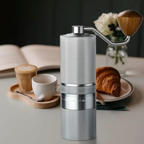 Manual Coffee Grinder with Stainless Steel Burr, Hand Coffee Grinder External Adjustable Grind Setting for Espresso, French Press (Silver) - Image 7