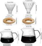 1PCS Hand Brewed Coffee Maker Filter, Borosilicate Glass Coffee Server with 1pcs Filter Cup & 1pcs Bamboo Holder for Brewing Coffee, Milk, Tea, Household Coffee (600ml / 20 OZ) - Image 2