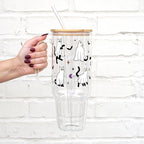 Sip-Sip Hooray! Ghost Cat 40oz Glass Tumbler with Lid and Straw, Spooky Halloween Cup, Cute Halloween for Women, Iced Coffee Glass - Image 2