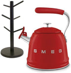 SMEG 50's Retro Style Whistling Kettle & divvi! Mug Tree Bundle - Red by Unknown