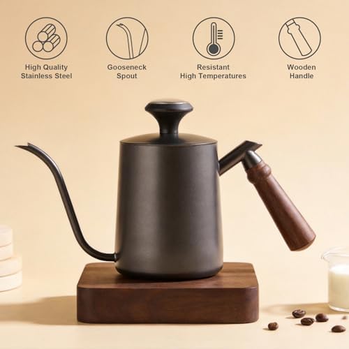 Generic Pour Over Kettle 304 Stainless Steel Gooseneck Kettle with thermometer, Good-Grade Easy-Clean, Suitable for Pour-over Coffee, French Press and Tea, 600ml - Image 4