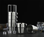 Stackable Stainless Steel Coffee Cups, Insulated Tea Cups with Stainless Steel Handle, Double Walled Insulated Coffee Mug, Keep Drinks Hot or Cold Longer, Metal Stand, Set of 6 - Image 2